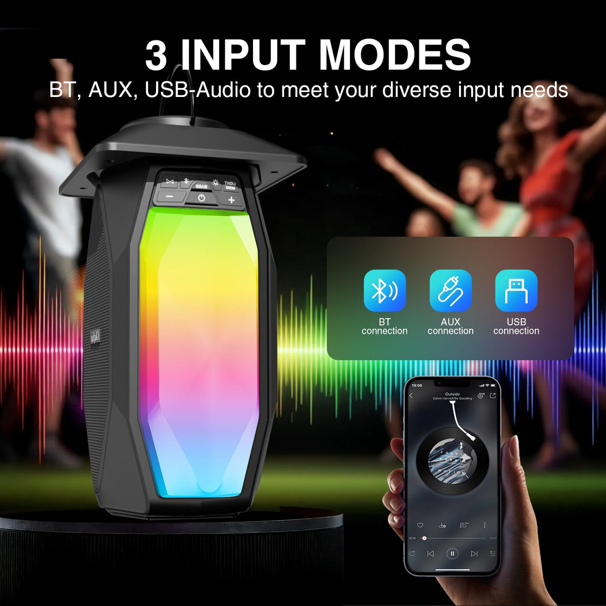 2 Pack Outdoor RGB Bluetooth Speakers H212