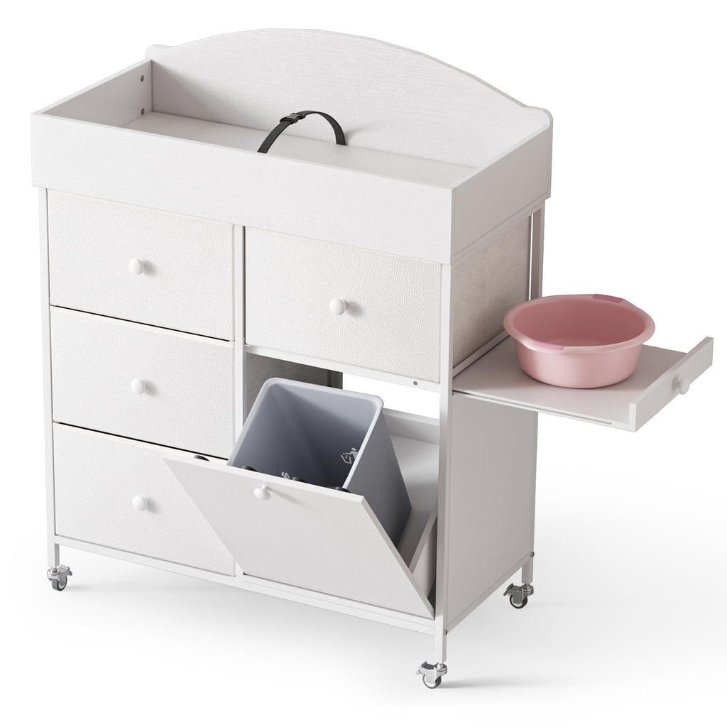 White 4 Drawer Baby Dresser with Changing Table Top E56503
