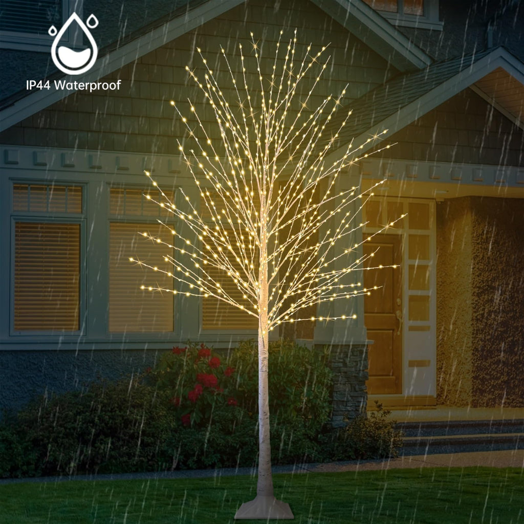 6FT Lighted Birch Tree with 880 LED Warm White Lights Q292