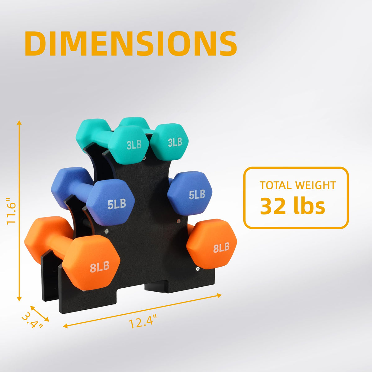 Neoprene Dumbbell Set with Rack D2282