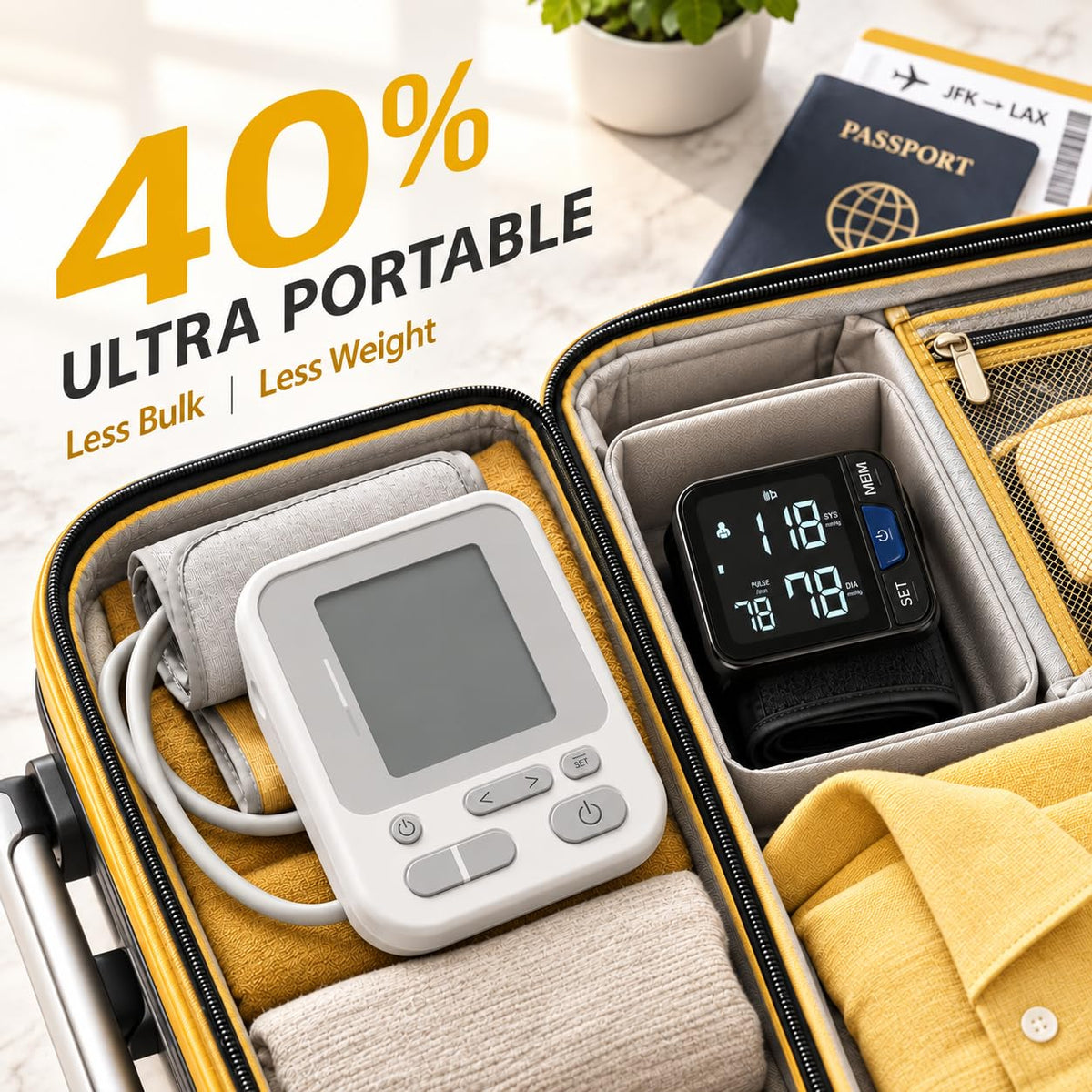 Portable Wrist Blood Pressure Monitor with Large Display B605
