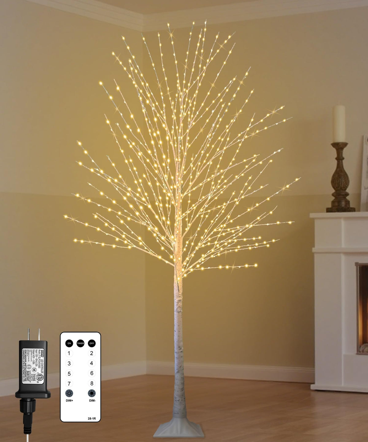 6FT Lighted Birch Tree with 880 LED Warm White Lights Q292