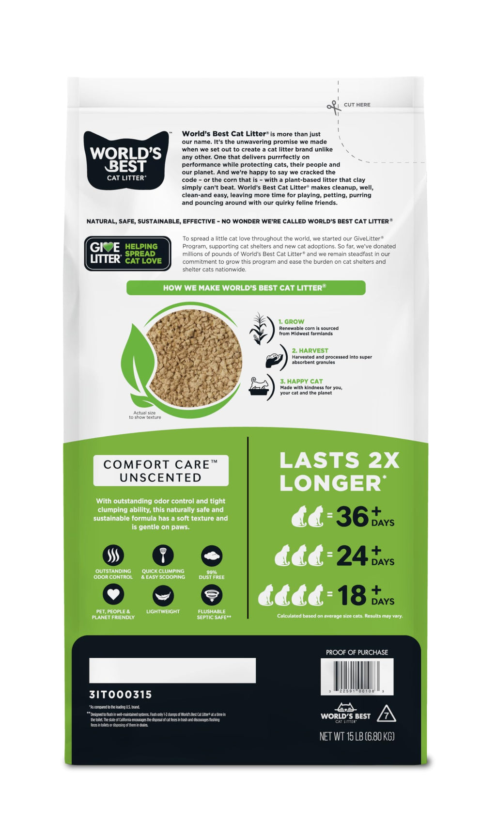 Unscented Odor Control 15 lb Cat Litter X558