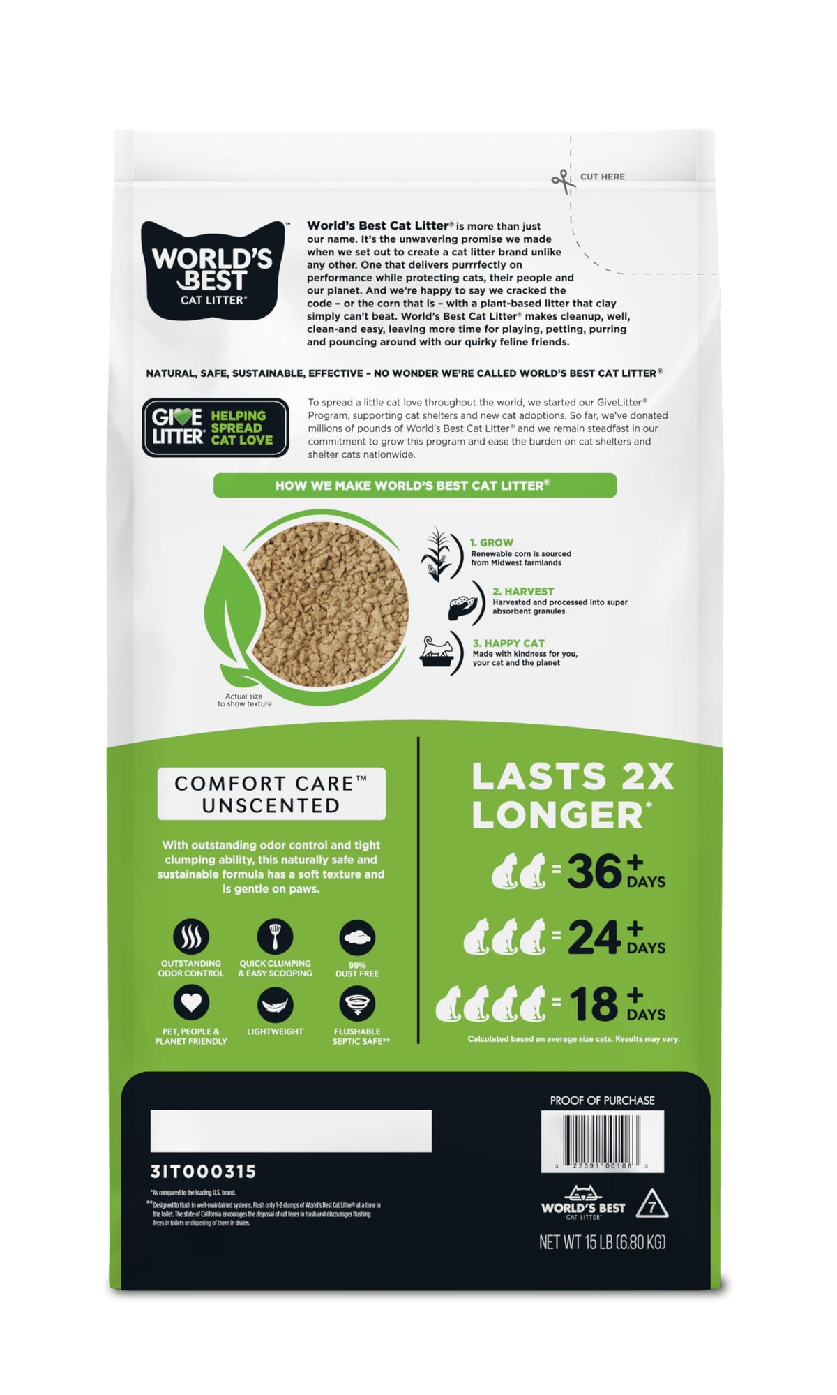 Unscented Odor Control 15 lb Cat Litter X558