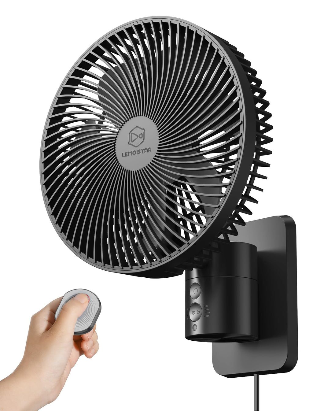 8.5-Inch Quiet Wall-Mounted Oscillation Fan with Remote & Timer O3222