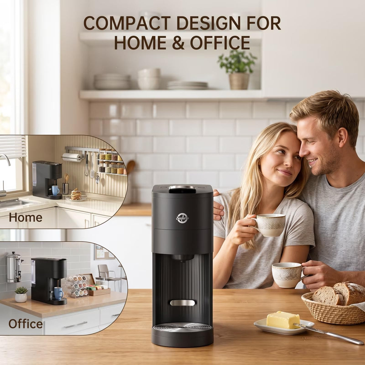 Single Serve Coffee Maker with K Cup Capsules & Grounds, Black L145