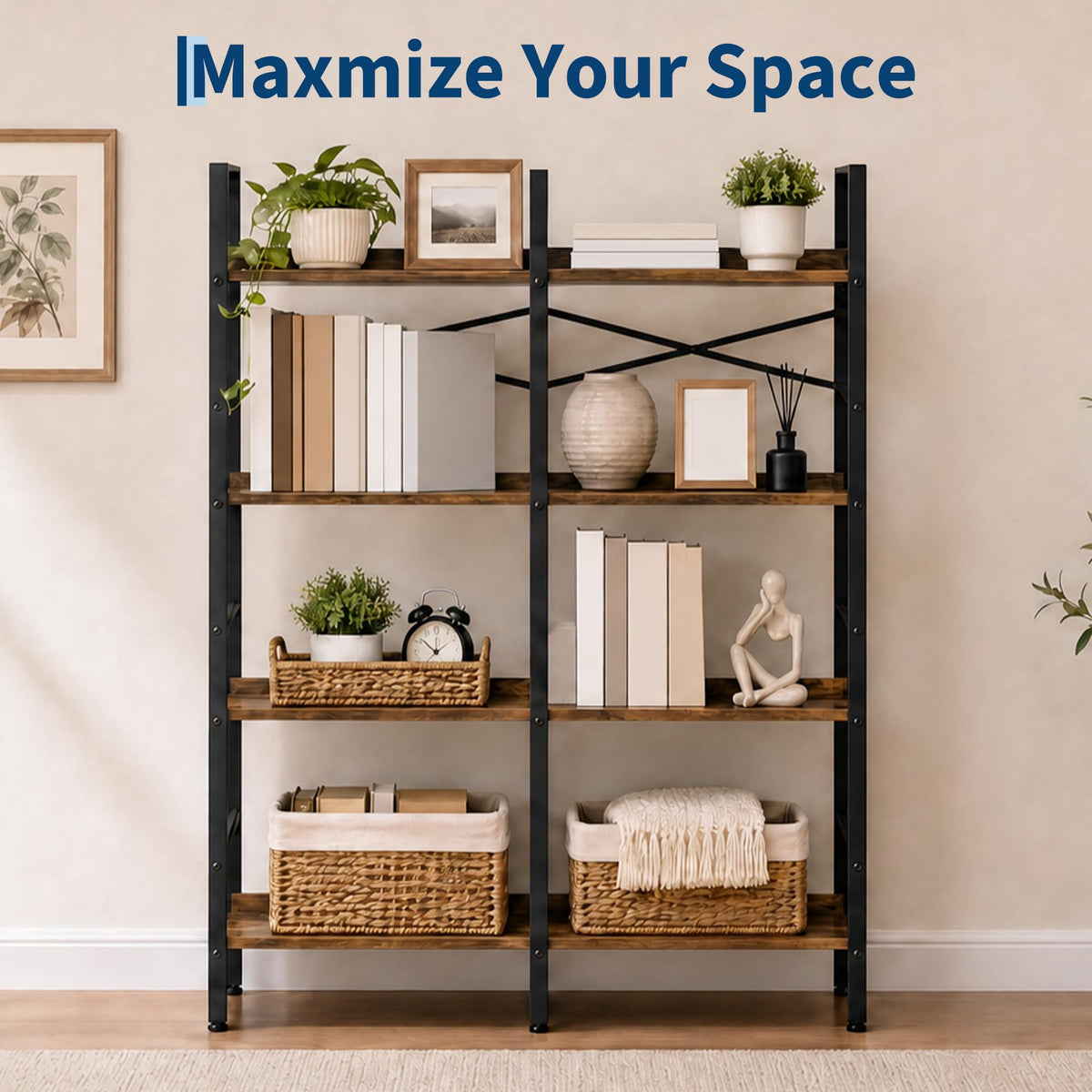 5 Tier Bookshelf with 10 Open Shelves R9181