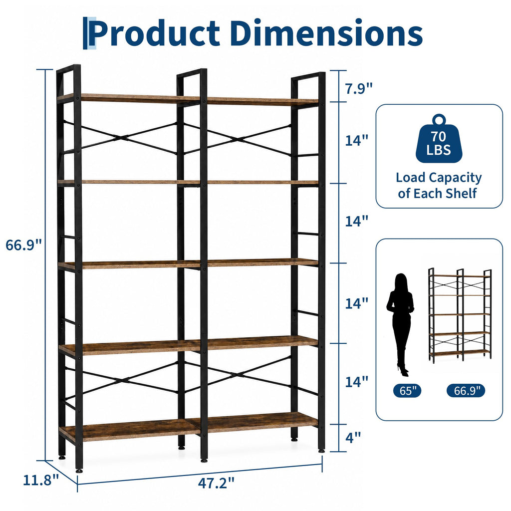 5 Tier Bookshelf with 10 Open Shelves R9181