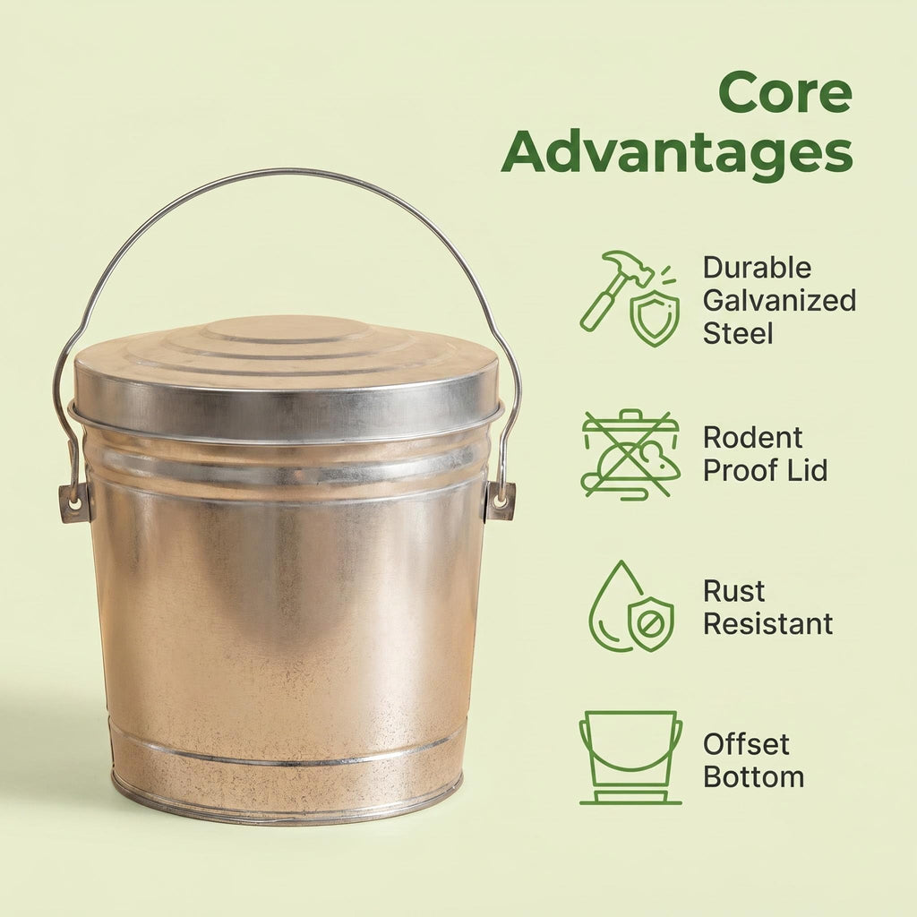 Galvanized Steel 6 Gallon Trash Can with Locking Lid G346