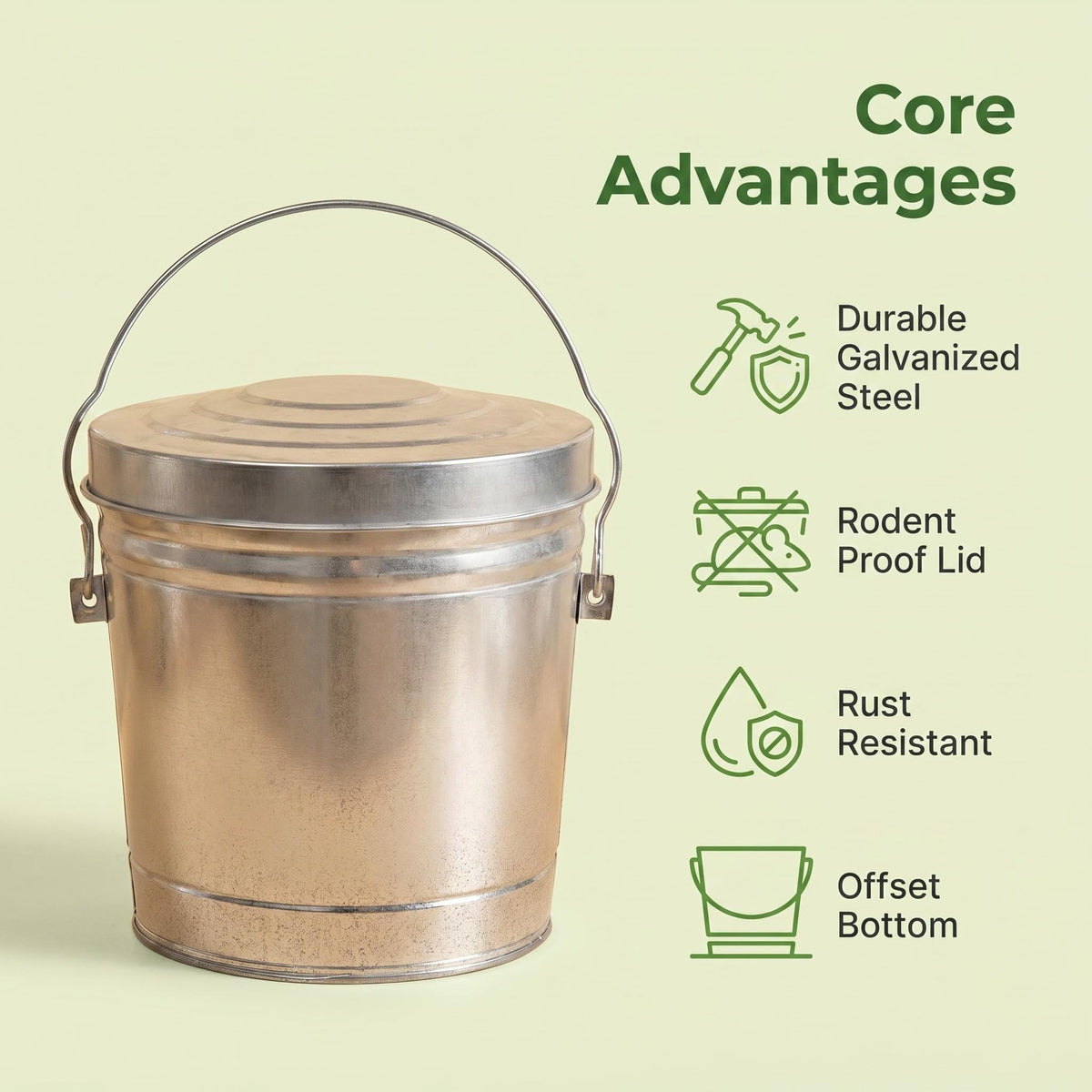 Galvanized Steel 6 Gallon Trash Can with Locking Lid G346