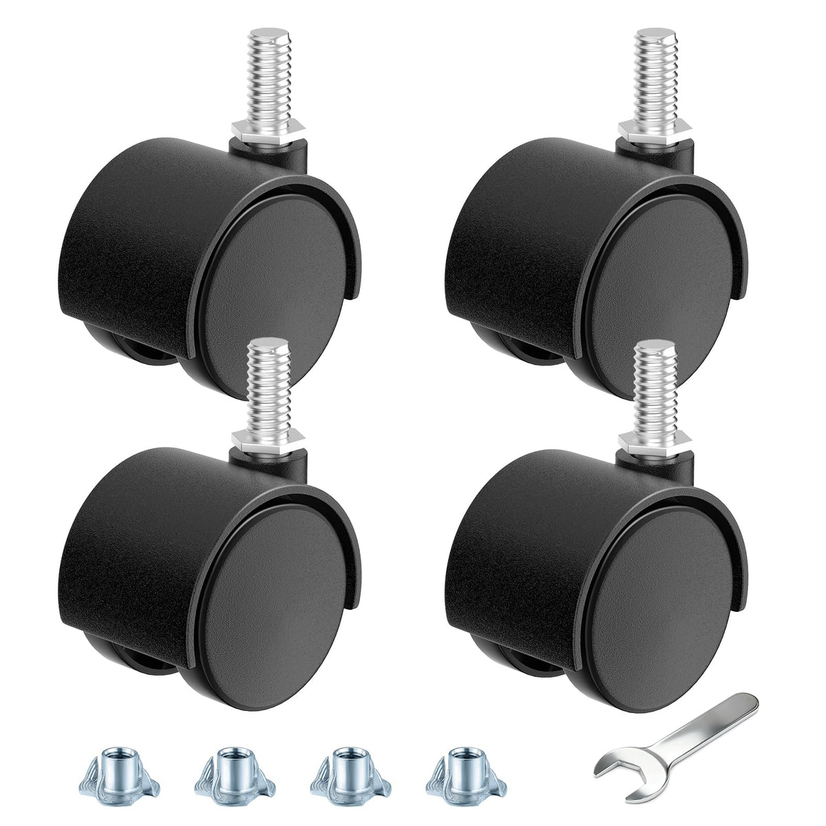 2 Inch Black Swivel Stem Casters Set of 4 X50611