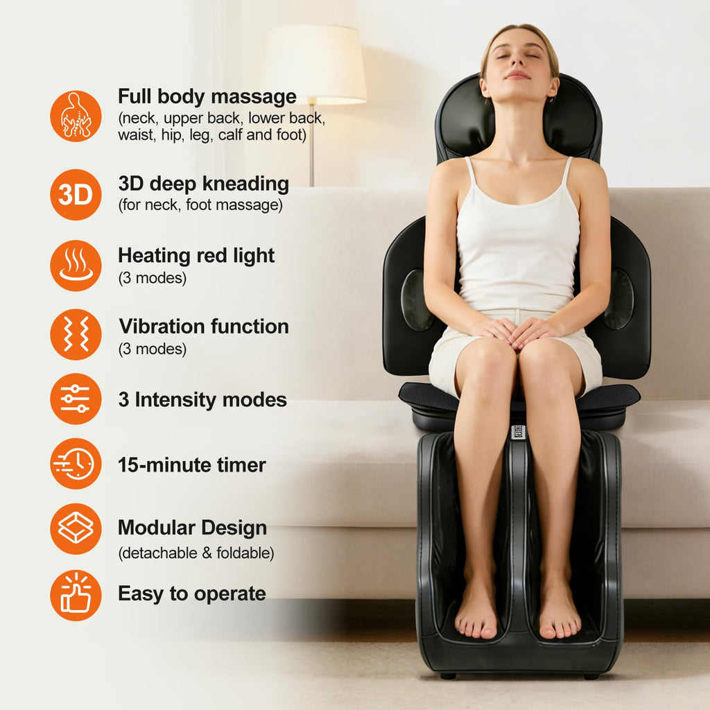 Full Body Massage Chair Pad with Neck Back Foot Shiatsu J9315
