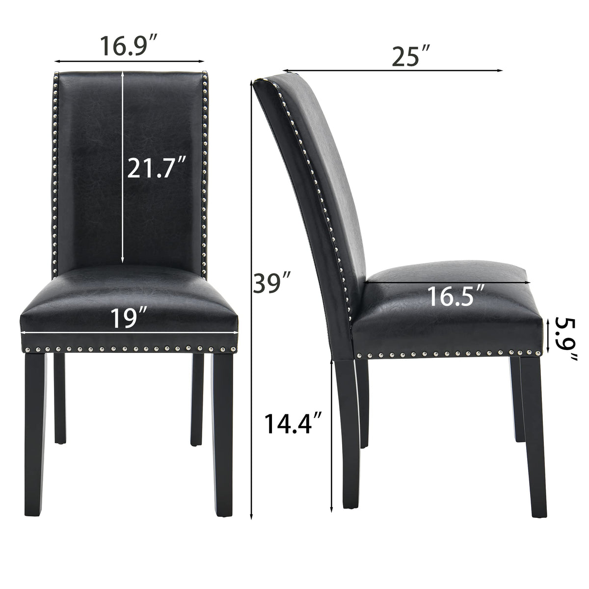 Set of 4 PU Leather Upholstered Dining Chairs with Solid Wood Legs I60428