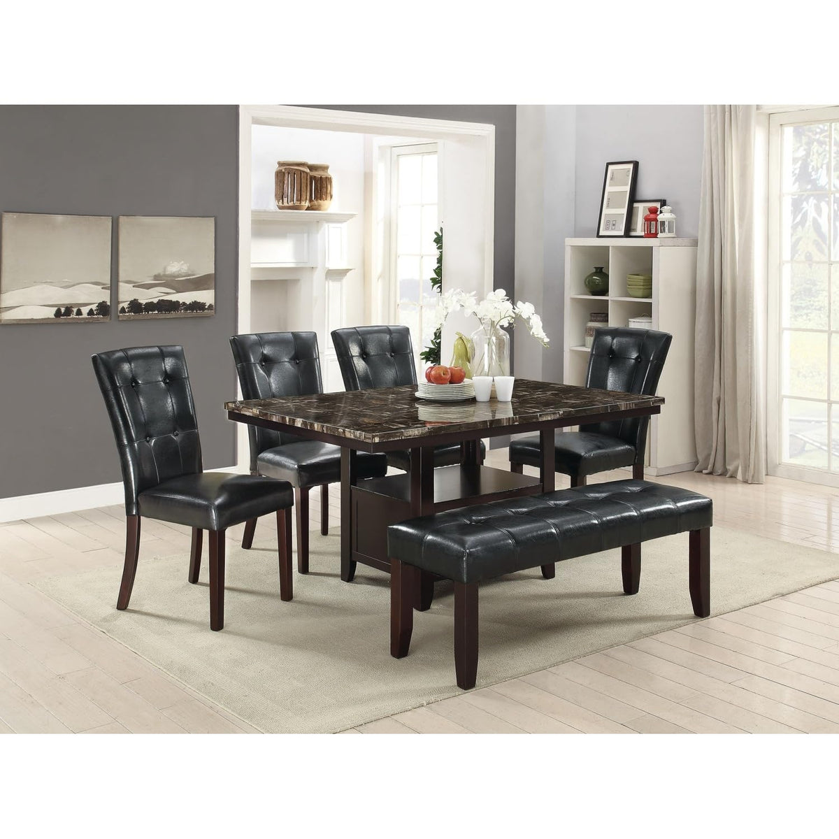 Black Faux Leather Parson Chairs Set of 2 R221