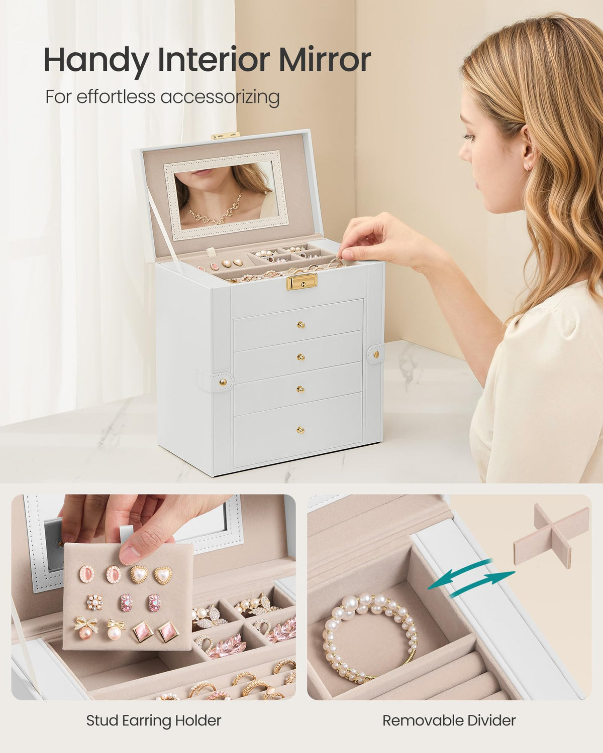 5-Layer Jewelry Box Organizer with 4 Drawers B131