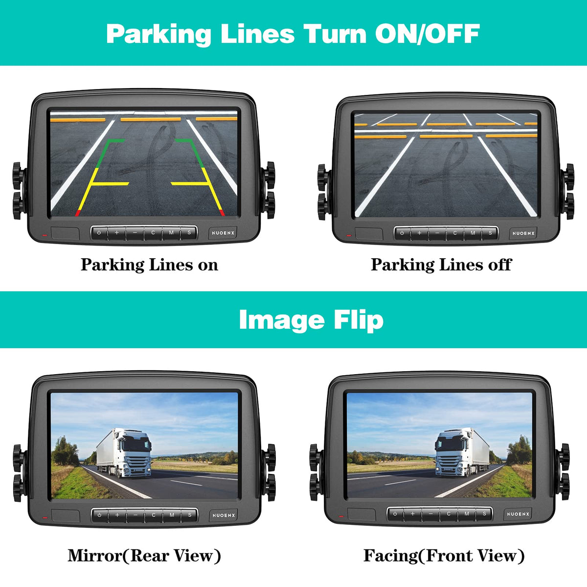 Wireless Backup Camera 7 Inch Monitor Rear View Camera System IP69 Waterproof Night Vision U59457
