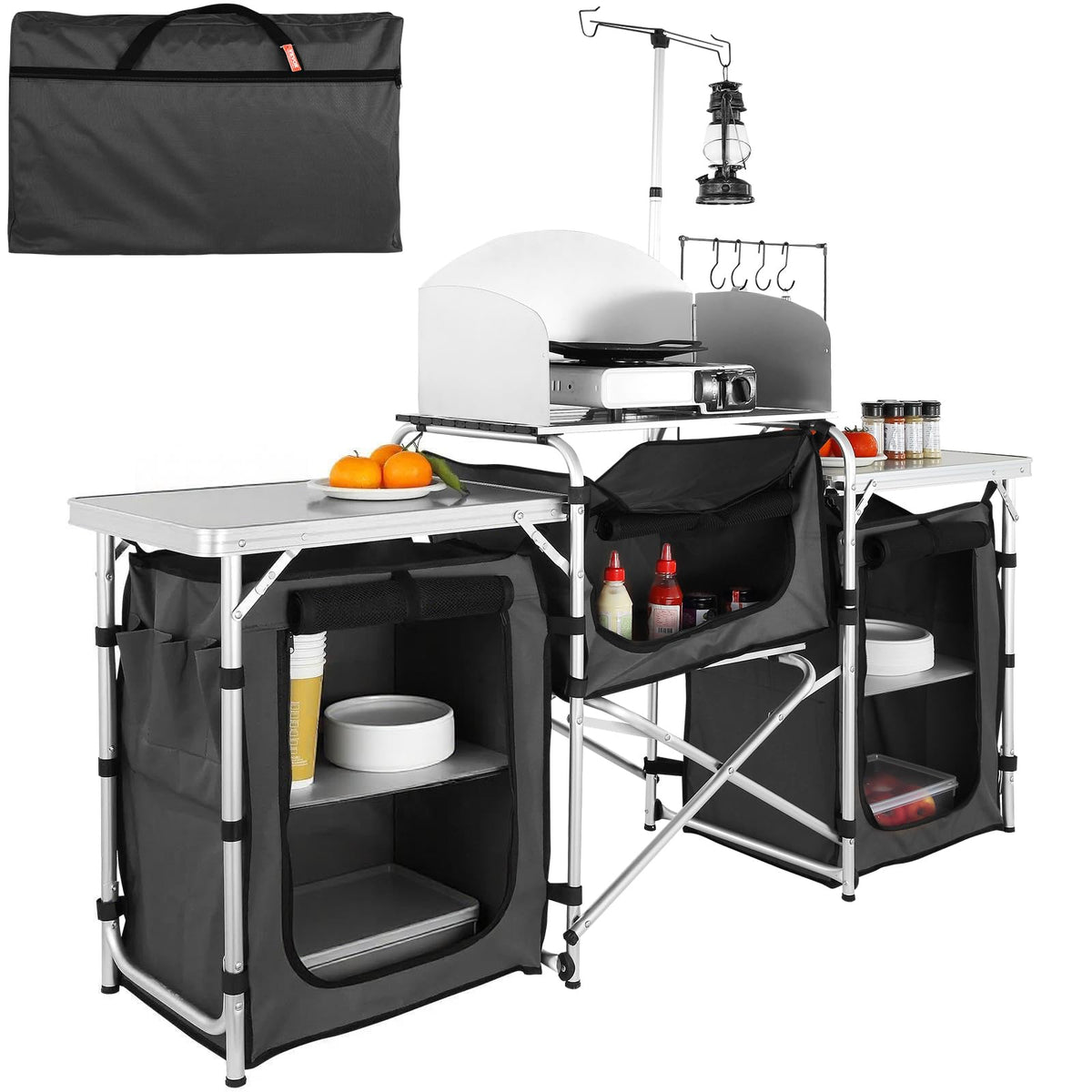 Folding Aluminum Camping Kitchen Table with Storage Bag X394