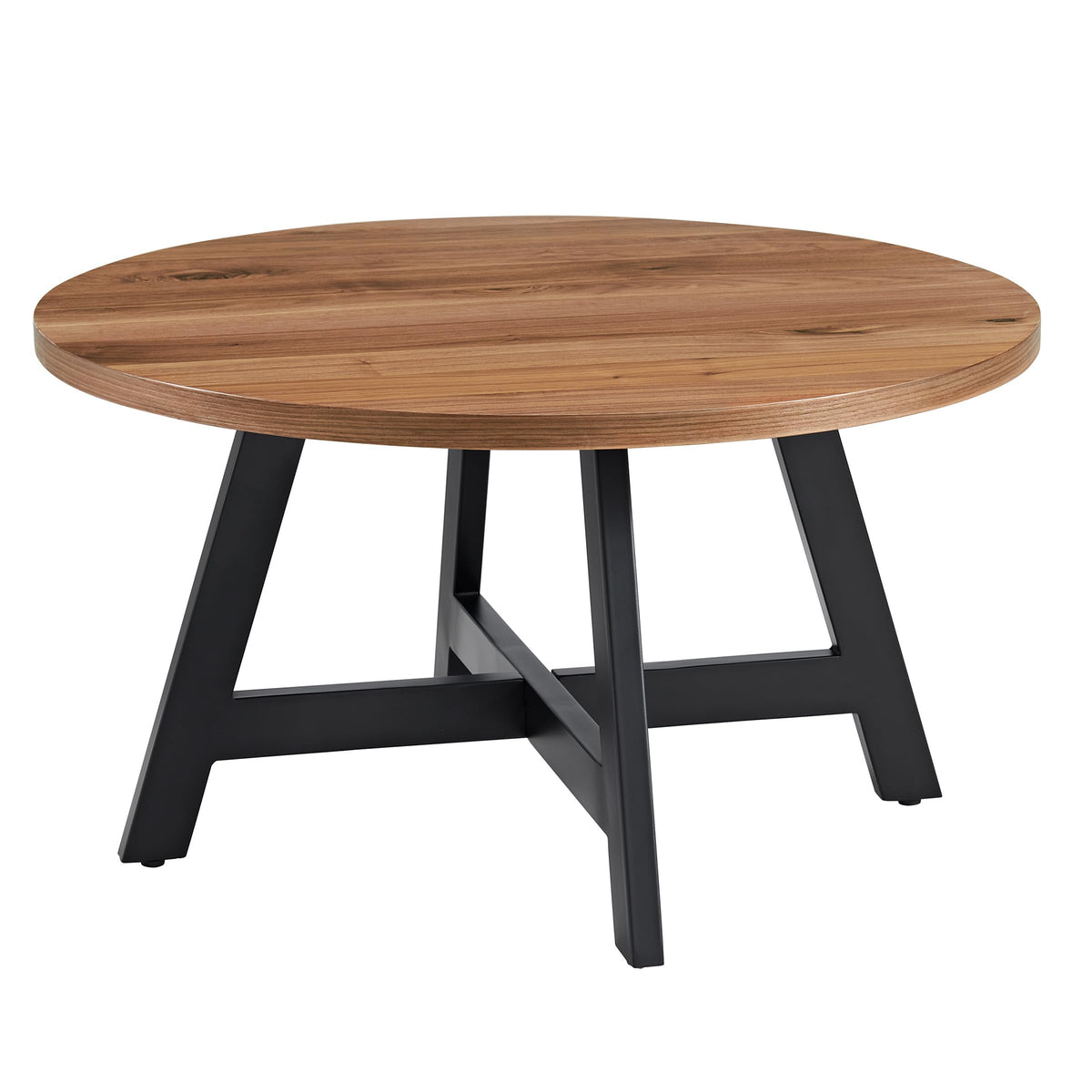 Round Wood Top Metal Base Coffee Table J13137