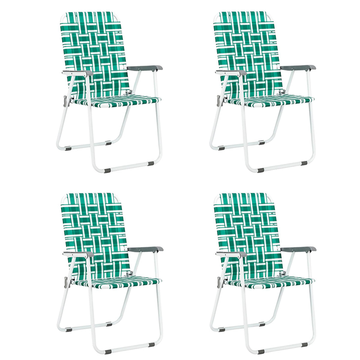 Dark Green Set of 4 Webbed Folding Chairs J198921