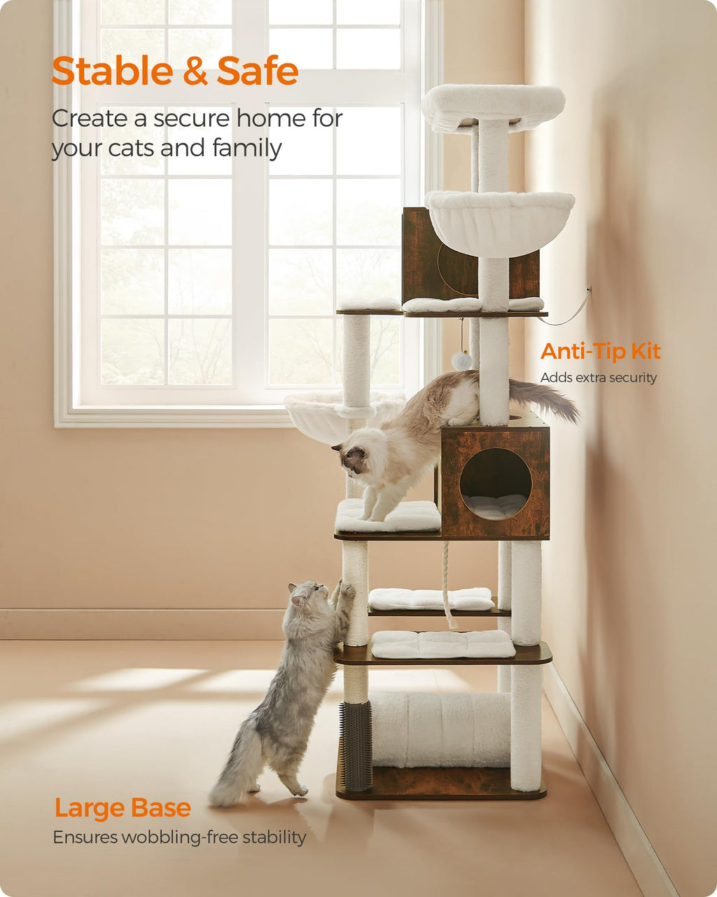 Cat Tree with 2 Caves and 2 Hammocks Y657228