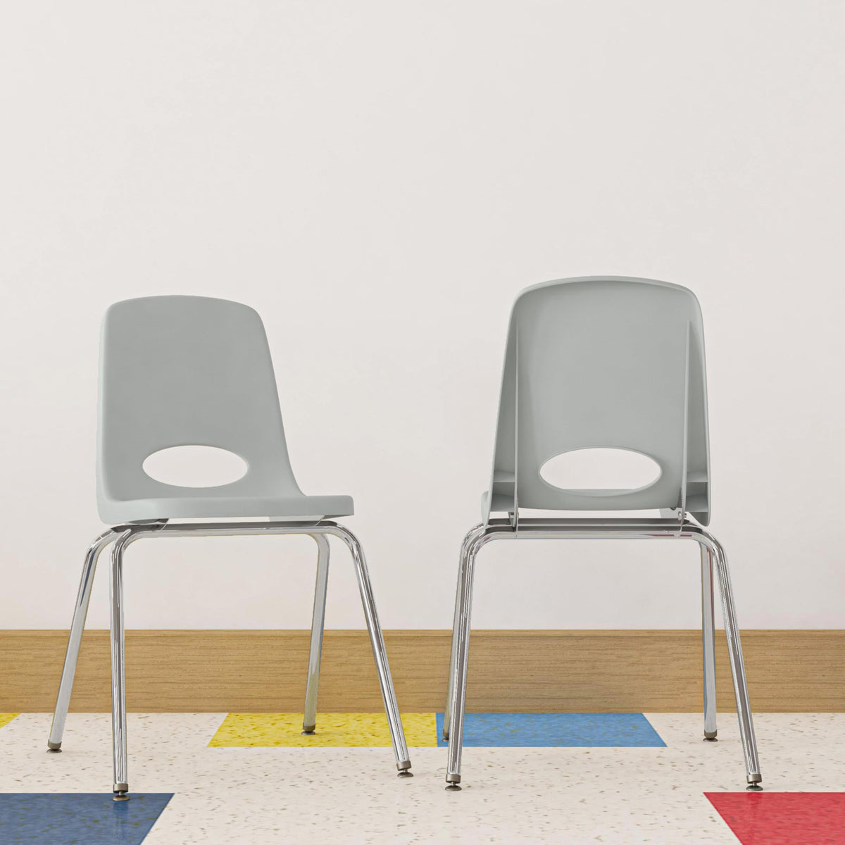 16" Light Gray School Stack Chair 2-Pack R964