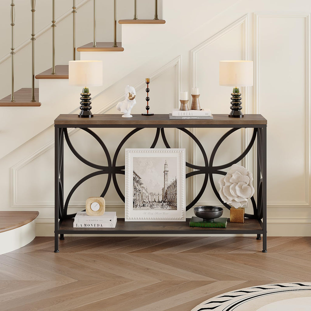 Narrow Sofa Table 47.2 Inch Industrial Console Table with Storage M7854