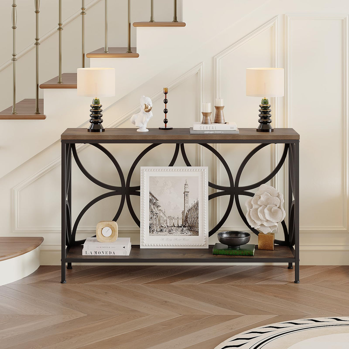 Narrow Sofa Table 47.2 Inch Industrial Console Table with Storage M7854