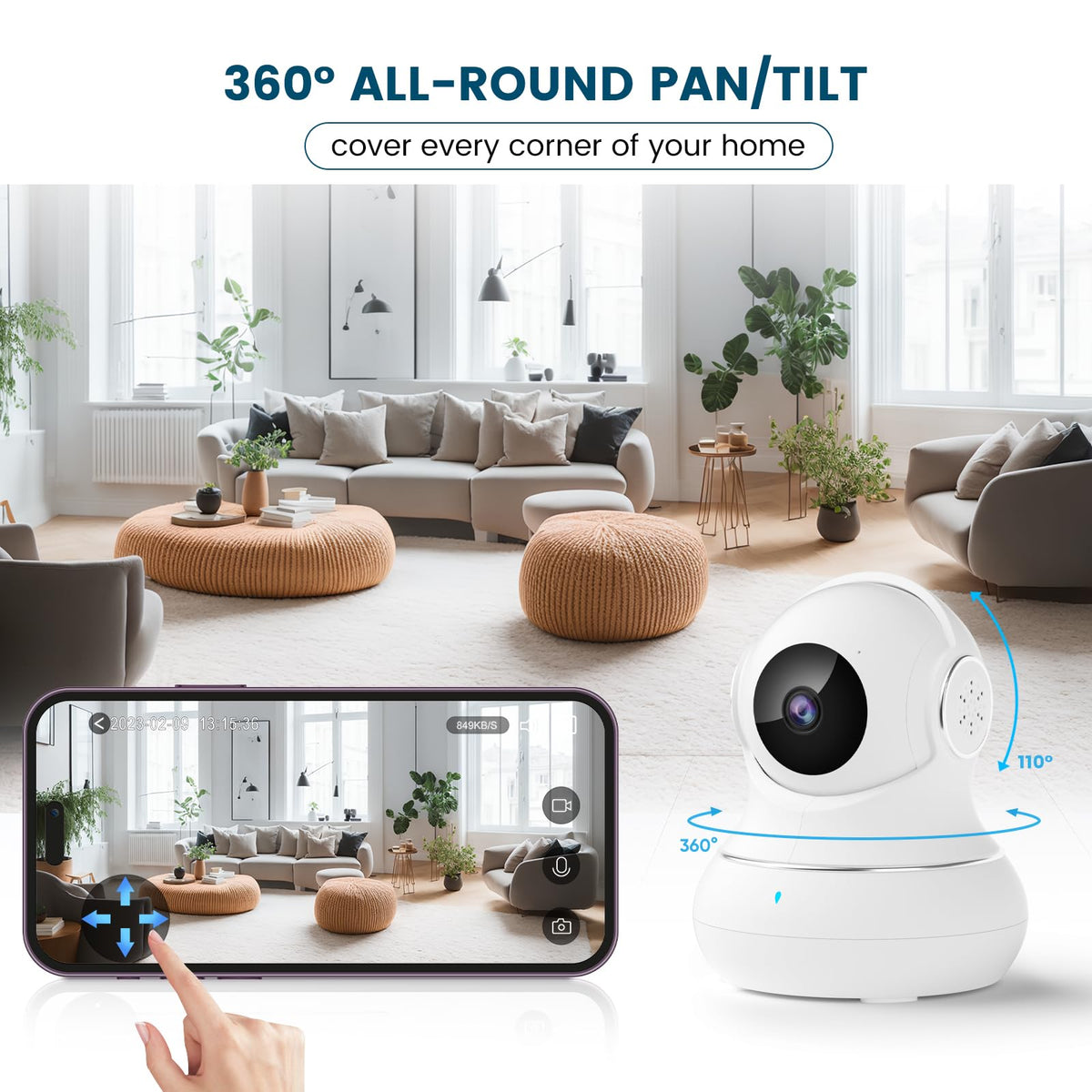 2K Indoor Security Camera with Night Vision F71231