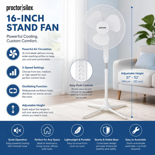 16-Inch 3-Speed Oscillating Pedestal Fan L1864