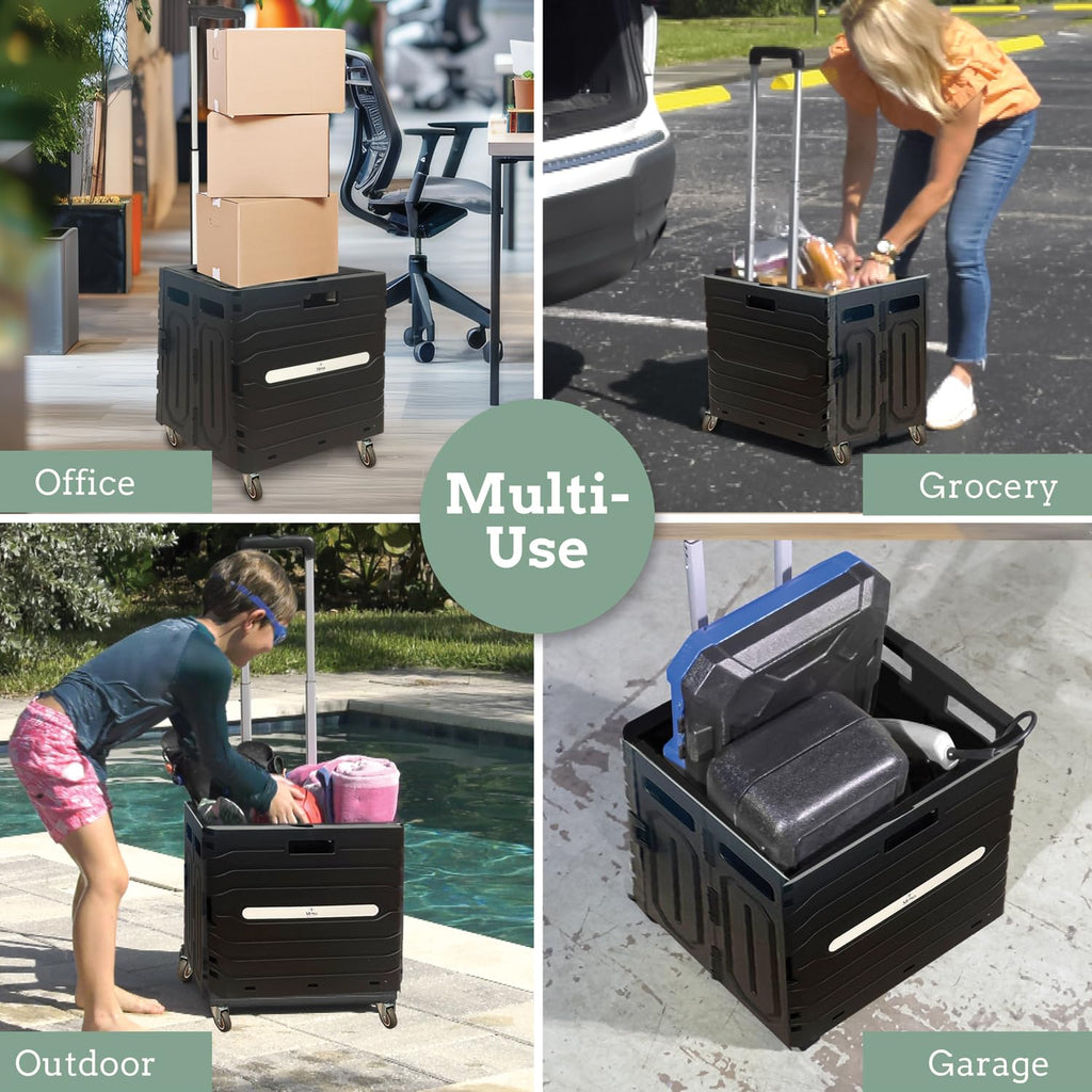 Collapsible Folding Utility Cart with 360° Wheels, Black N71736