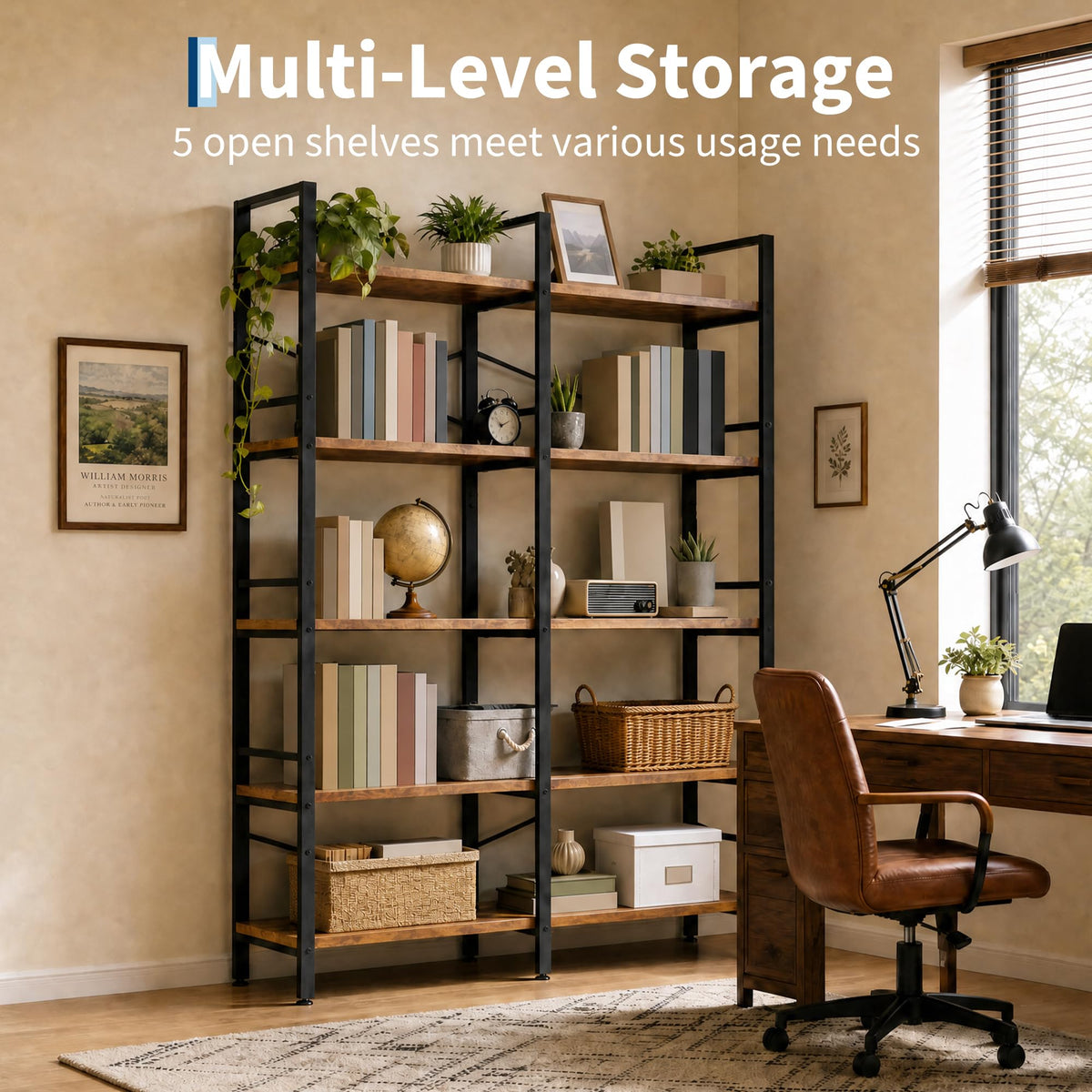 5 Tier Bookshelf with 10 Open Shelves R9181