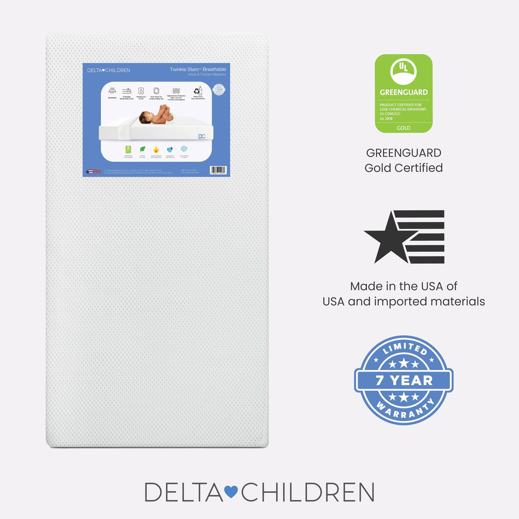 White Crib and Toddler Mattress with Removable Machine-Washable Cover G589725