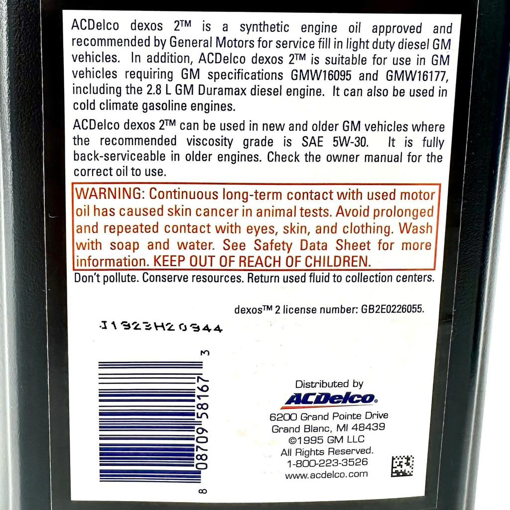 Full Synthetic 5W-30 Motor Oil Case of 12 Quarts Z2353