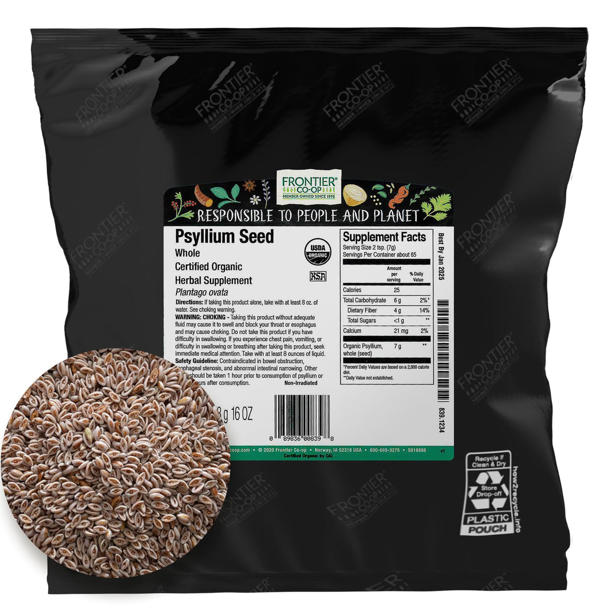 Organic Whole Psyllium Seed 1lb T93915