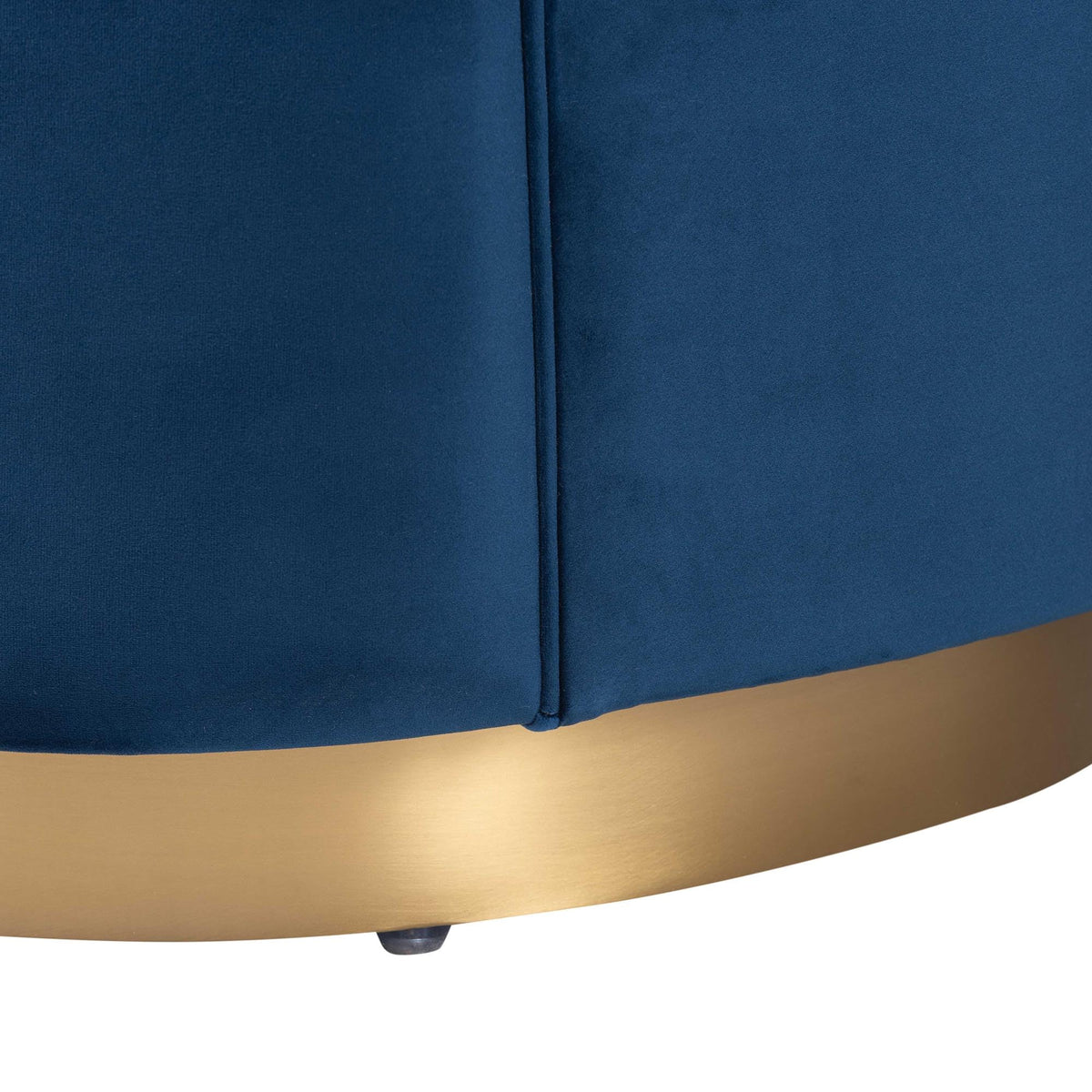 Navy Blue Velvet and Brushed Gold Metal Sofa J5020