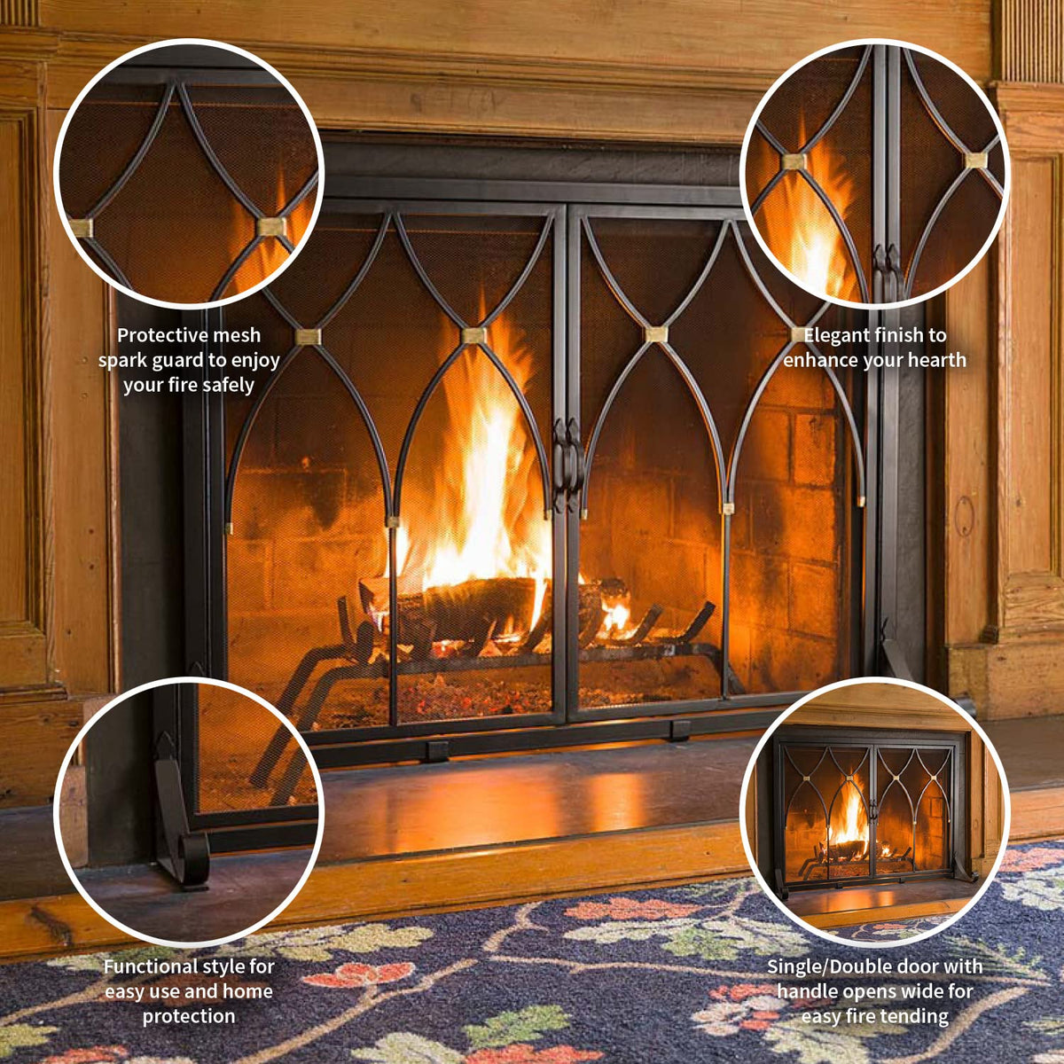 Black Metal Fireplace Screen A421