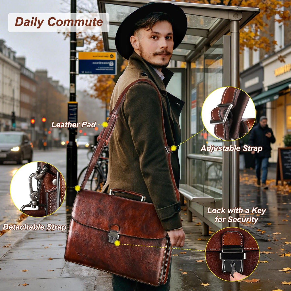 Full Grain Leather Briefcase A1962