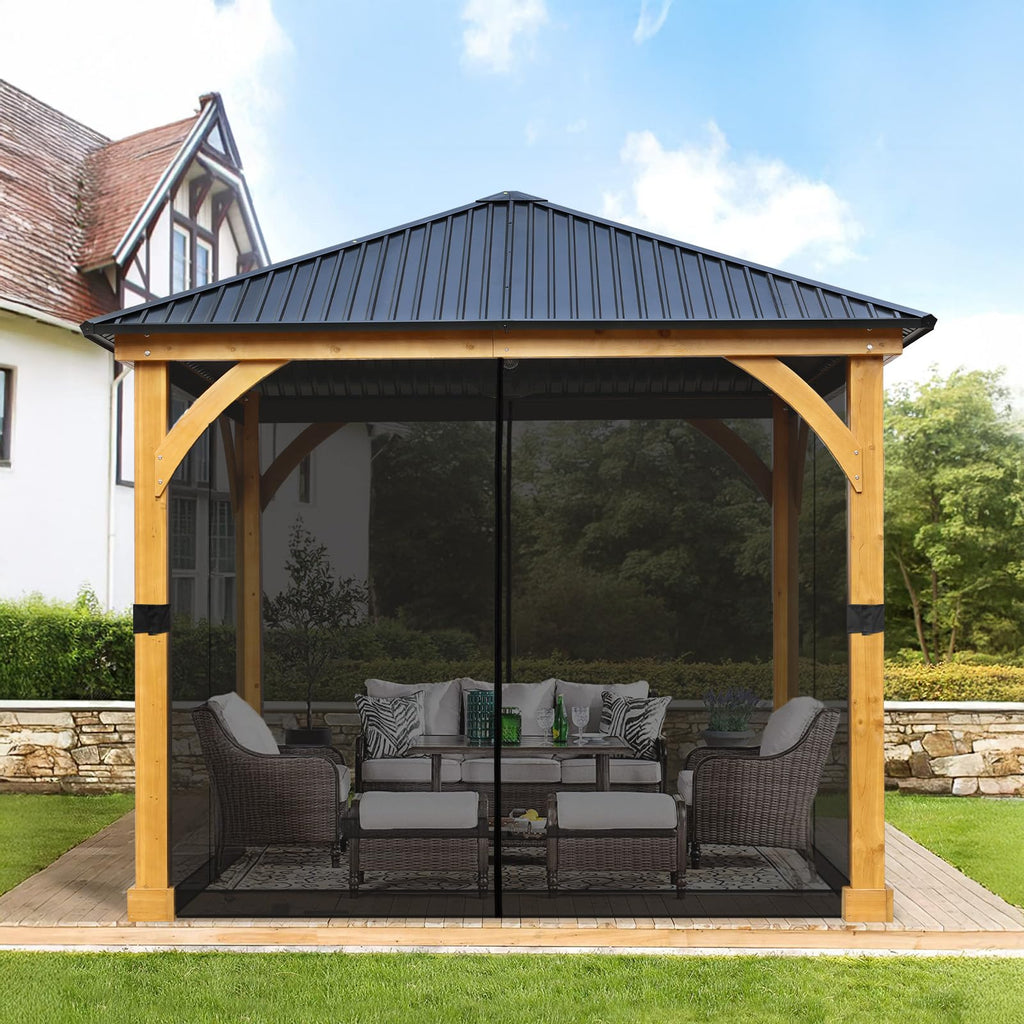 10' x 10' Black Gazebo Netting Screen Replacement L860