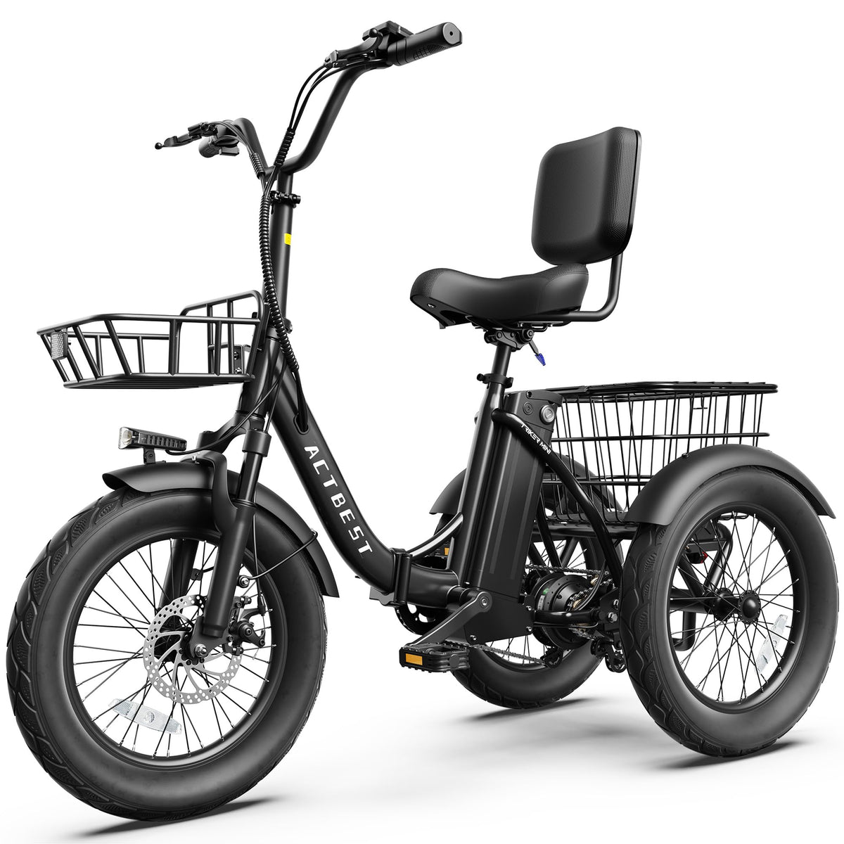 Electric Tricycle for Adults, 18"x3.0" Folding Step-Thru E Trike with 1200W Brushless Motor 48V 499.2Wh Removable Battery Q5131