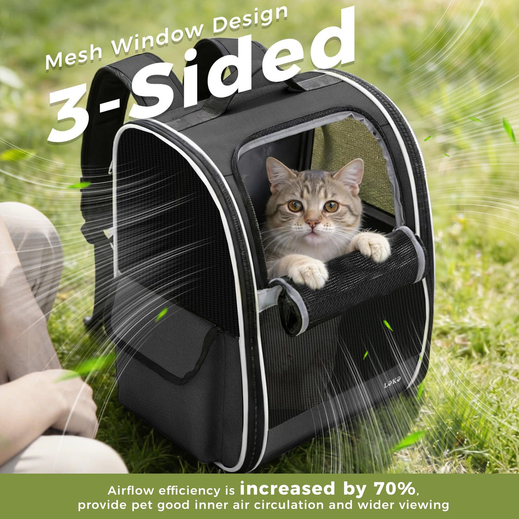 Dog Carrier Backpack for Small Medium Dogs Cats up to 18 lbs, Breathable Pet Backpack Carrier with 3 Entrances K94585