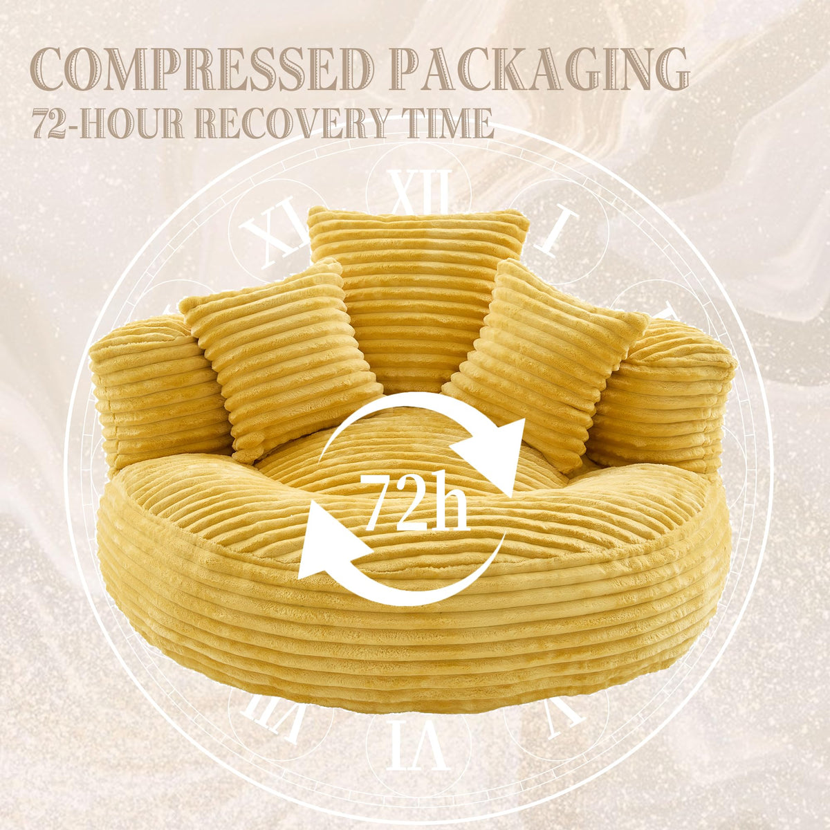 Oversized Mustard Yellow Bean Bag Chair G97245