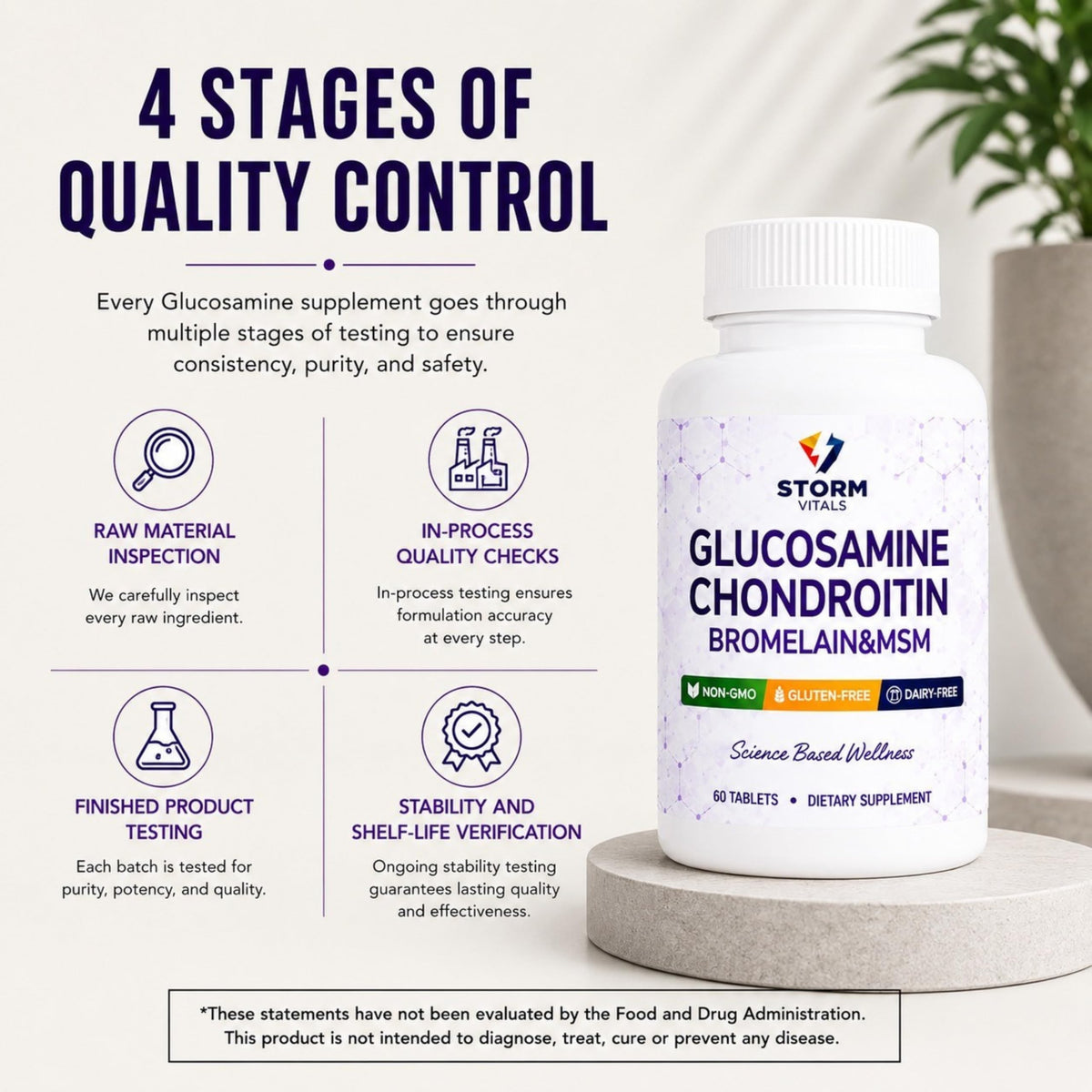 Glucosamine Chondroitin MSM Dietary Supplement 60 Tablets H8563