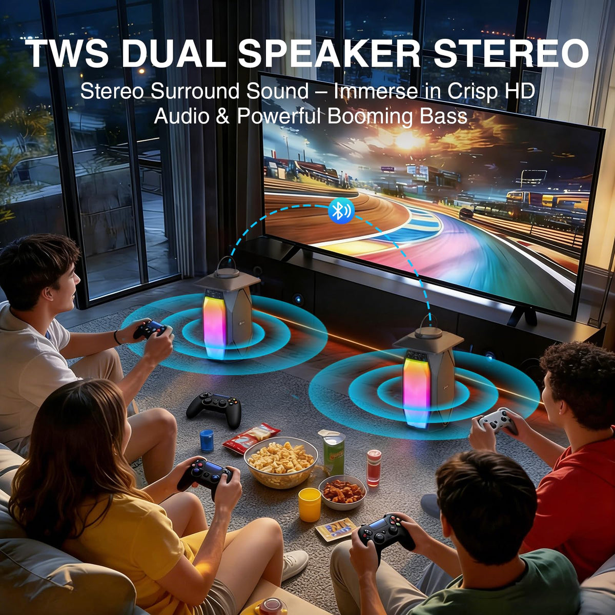 2 Pack Outdoor RGB Bluetooth Speakers H212