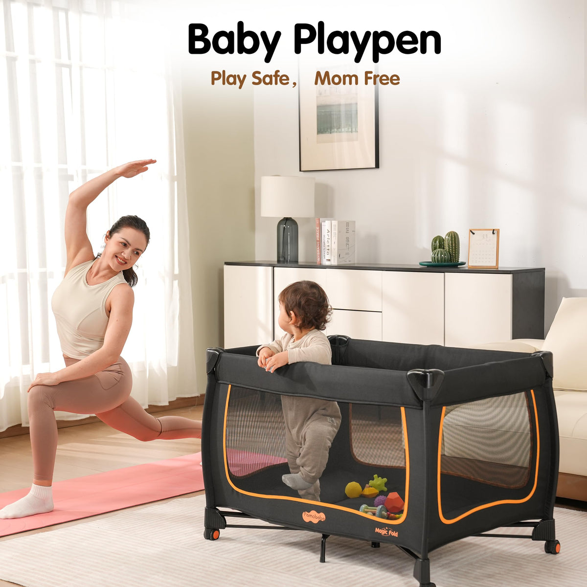 6 in 1 Baby Pack and Play with Bassinet and Changing Table K121859