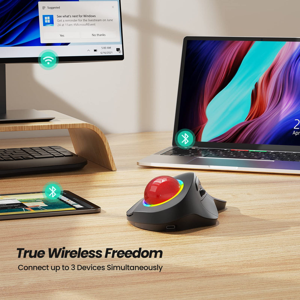 Wireless Ergonomic RGB Trackball Mouse Y423