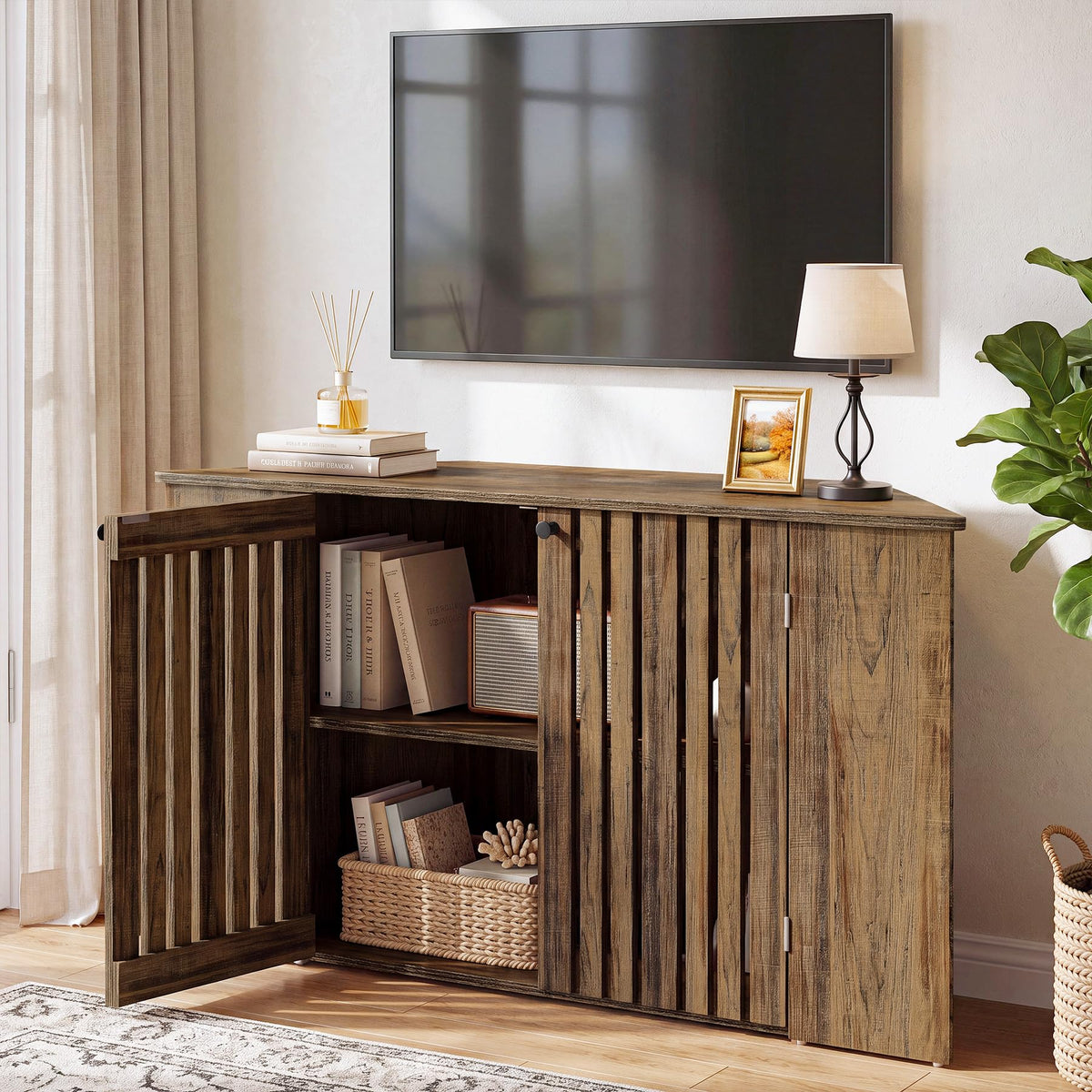 53" Farmhouse Corner TV Stand with Storage N582855