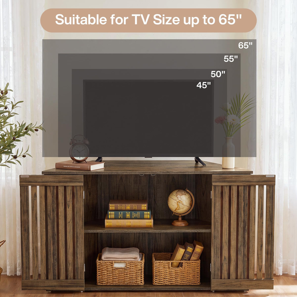 53" Farmhouse Corner TV Stand with Storage N582855