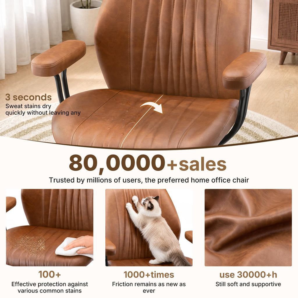 Brown Leather Ergonomic Office Chair E31898