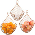 Set of 3 Copper Metal Wire Mesh Wall Hanging Baskets S80362