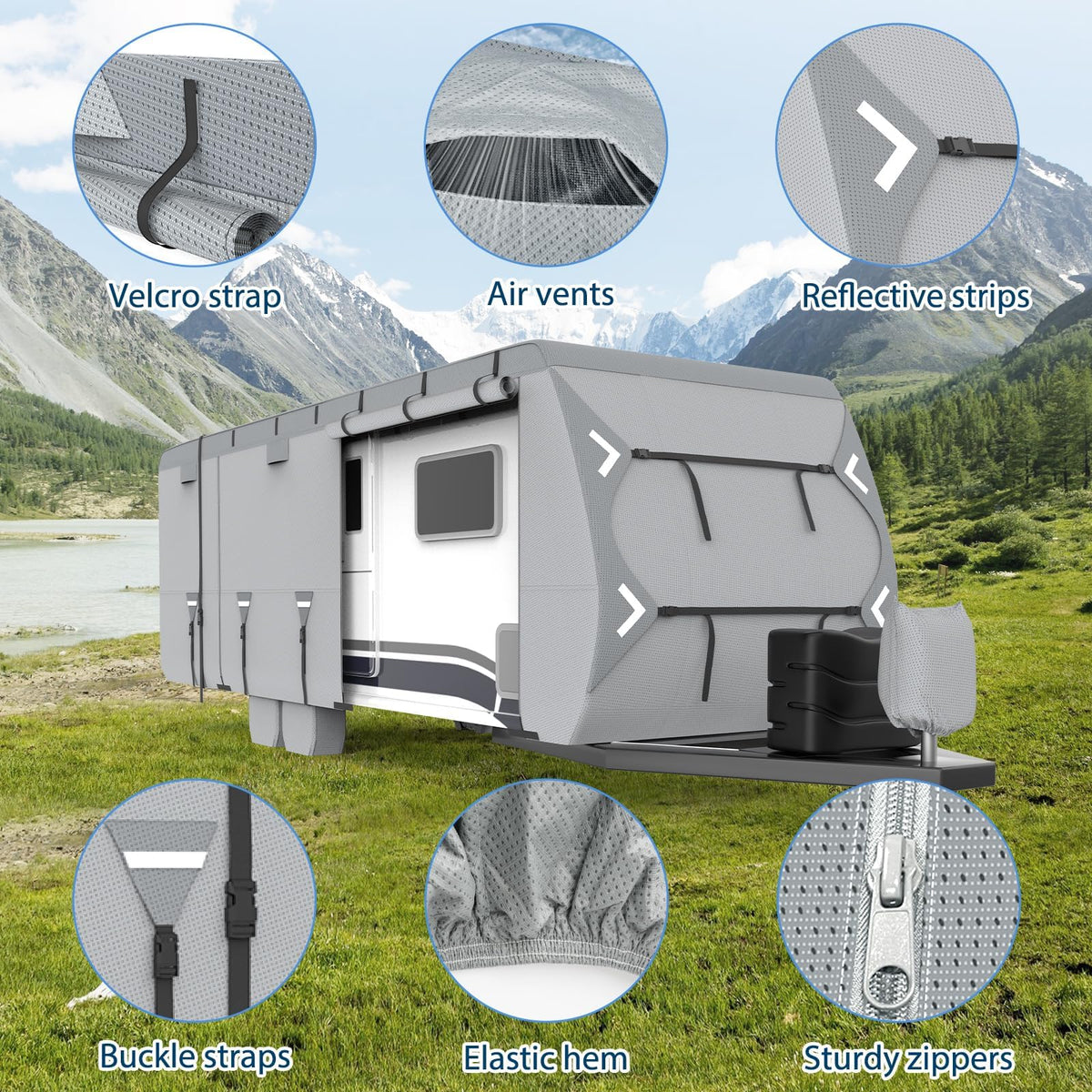 16-18ft Heavy Duty Waterproof RV Cover with Tire Cover F244